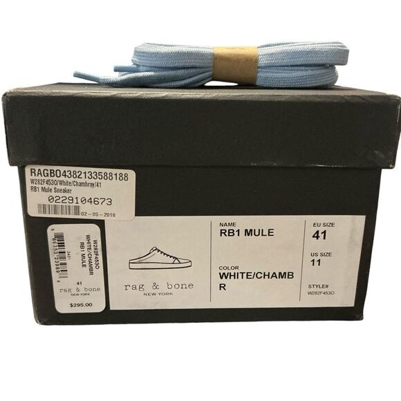 NWT Rag & bone RB1 MULE White/Chambray size 11 - Picture 9 of 9